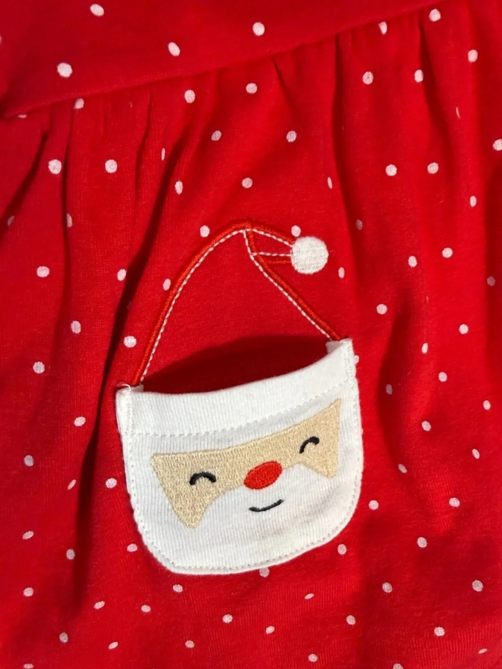 NWT Carter's Red Polka Dot Dress with Santa Pocket Appliqués